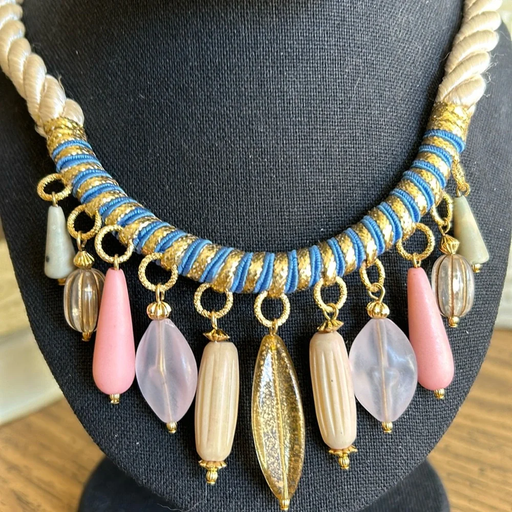 Vintage Egyptian Look Rope Charm Necklace - Picture 3 of 13